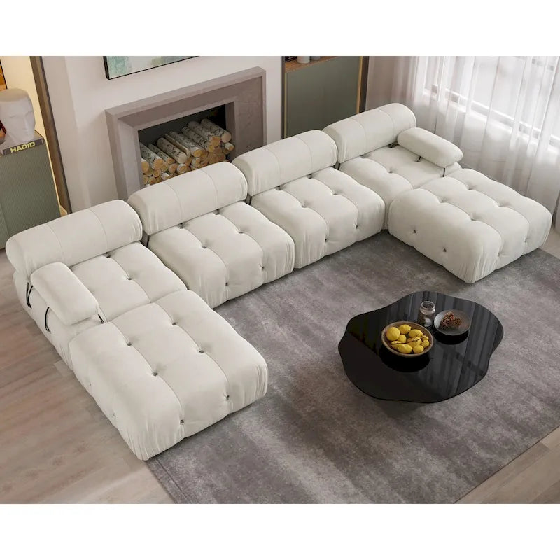 Divano modulare componibile trasformabile da 138", divani in velluto minimalisti a U