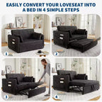 55 converteerbare loveseat-slaapbank met uitschuifbare voetensteun en verstelbare rugleuning, ruimtebesparende bank voor kleine appartementen