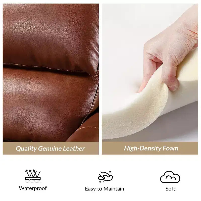 Set van 2 moderne Elisabete-fauteuils met hoge rugleuning van echt leer en vintage spijkerkopafwerking voor woonkamer en slaapkamer| ART OF LIVING DESIGNS