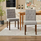 Parsons-eetkamerstoelen met knopen en capitonnering, set van 6 / 4 – gestoffeerde keukenstoelen met houten poten en gewatteerde zittingen – meubels voor woonkamer en keuken