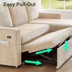 Dyonery 2 in 1 Pull Out Sleeper Sofa with Storage Chaise C Corduroy Sectional Couch with USB Ports for Living Room