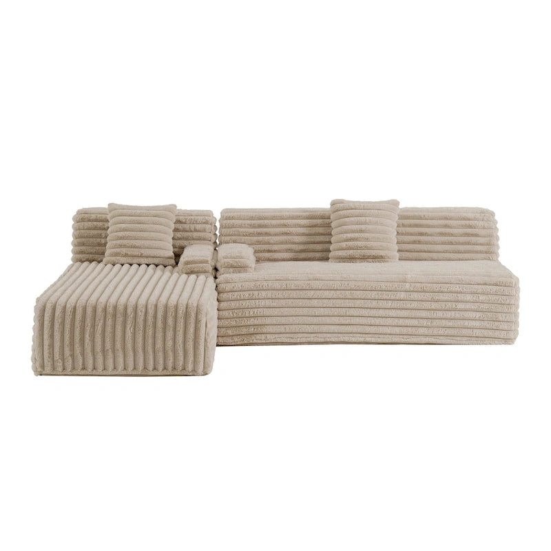 Modularna kutna sofa Cloud, moderna tapecirana sofa s 2 ukrasna jastuka, slobodno kombinirajuća modularna sofa u obliku slova L