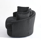 Extra grote 43 W pluche corduroy draaifauteuil met verzonken armleuningen en kuipvorm