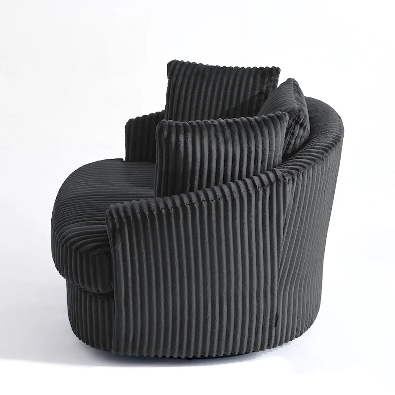 Extra grote 43 W pluche corduroy draaifauteuil met verzonken armleuningen en kuipvorm
