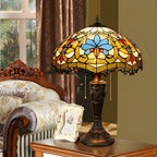 HomeyFad Vintage-Tischlampe mit 2 Leuchten, Edelstahlsockel und gläsernem Kuppelschirm