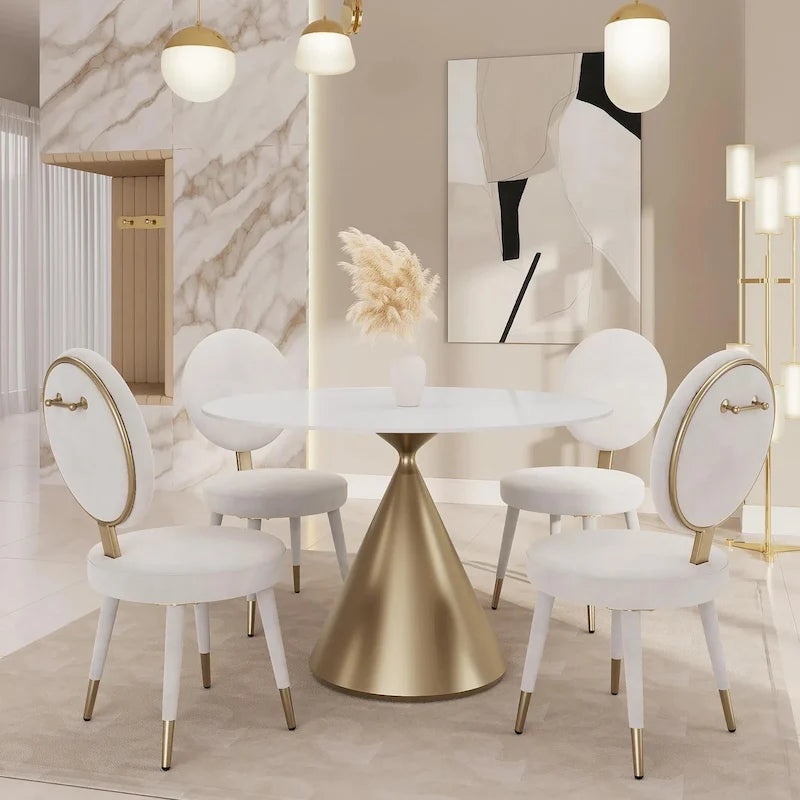 Set Morden Fort moderno e lussuoso composto da tavolo da pranzo rotondo e 4 sedie