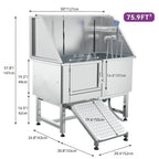 Podesiva kada za uređivanje kućnih ljubimaca od nehrđajućeg čelika, širine 50' W, s rampom sa stepenicama