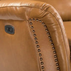 Genuine Leather Power Recliner with USB Port 鈥?Wingback Nailhead Set of 2