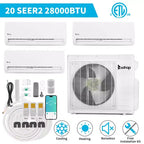 Karl Home 3-zone 28000 BTU 20 SEER2 mini-splitairconditioner met warmtepomp (9K+9K+18K)
