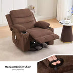 Poltrona reclinabile a dondolo girevole a 360° oversize con massaggio e calore - sedia lounge ergonomica con portabicchieri e tasche laterali per soggiorno e cameretta