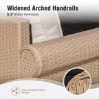 Captiva Designs 6-teiliges luxuriöses Polyrattan-Sitzmöbel-Set für die Terrasse mit Sofa, geschwungenen Armlehnen und Sitzkissen