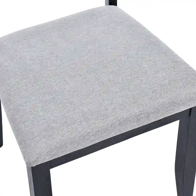 Set da pranzo composto da 5 pezzi in legno massello, 47 L (1 tavolo + 4 sedie con schienale a doghe)