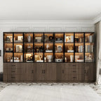 Beleuchteter Schrank aus Aluminium und Glas, individuell anpassbar als Sideboard oder Bücherregal