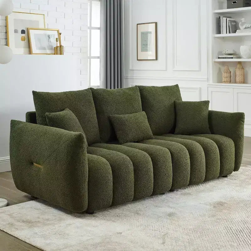 Divano moderno GDFStudio Alanna da 79,5 pollici, a 3 posti, rivestito in tessuto teddy con cuscini