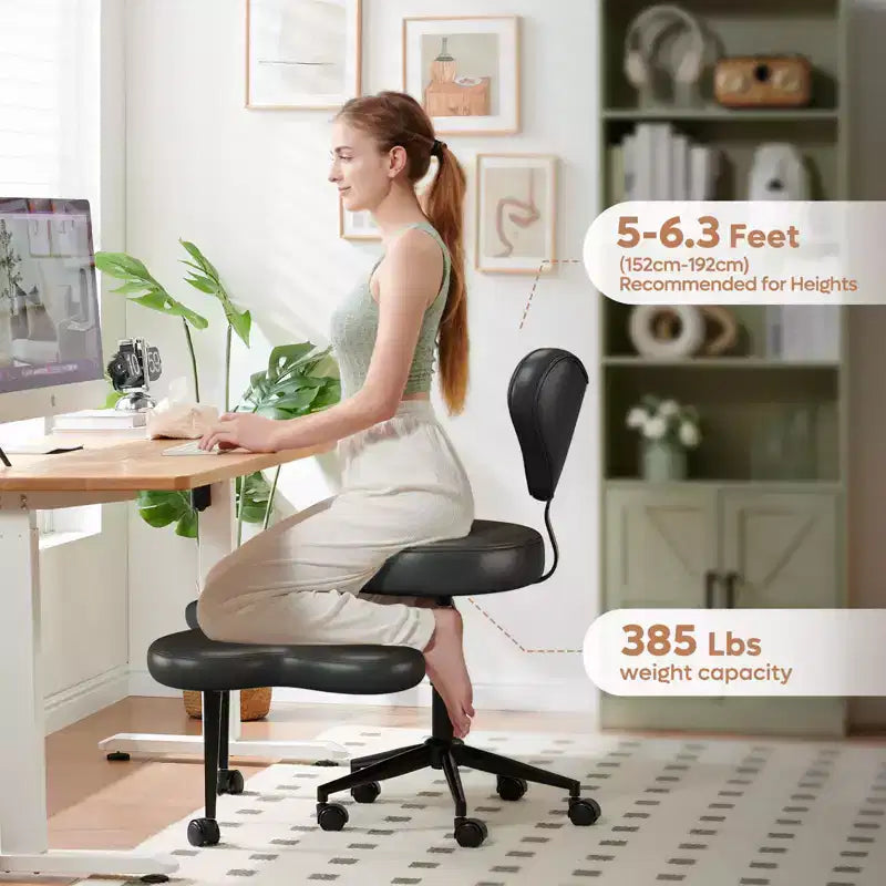Pinmoco ergonomska uredska stolica s prekriženim nogama, podesiva meditacijska stolica, okretanje za 360°, lumbalna potpora, radna i uredska stolica, ADHD stolica