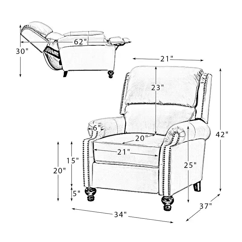 Set van 2 moderne Elisabete-fauteuils met hoge rugleuning van echt leer en vintage spijkerkopafwerking voor woonkamer en slaapkamer| ART OF LIVING DESIGNS