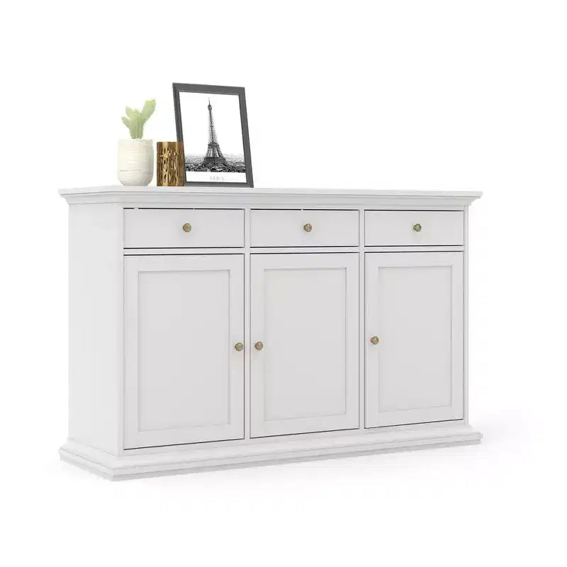 Tvilum, credenza con 3 ante e 3 cassetti, bianca