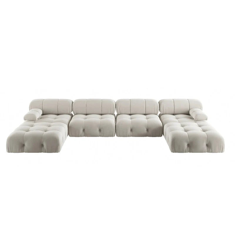 138' umbaubares modulares Ecksofa, U-förmige minimalistische Samtsofas