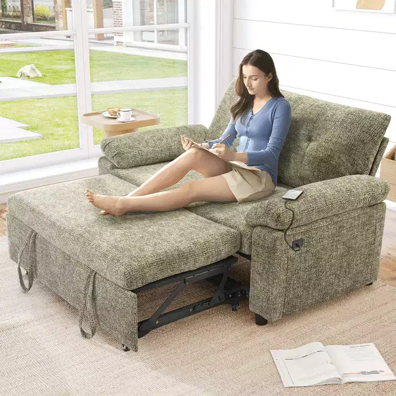 Divano letto convertibile 3-in-1 Dyonery, divano letto estraibile con schienale regolabile