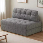 Zusammenklappbares Cord-Schlafsofa als Futon in Full-Größe, umwandelbarer Bodenschlafsessel mit Kissen und Rückenstütze