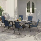 Terrasstoelen, stapelbare buiteneetkamerstoelen, set van 4/6, lichtgewicht weerbestendige textilene tuinstoelen met armleuningen voor achtertuin en zwembadterras