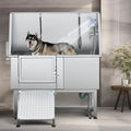 Podesiva kada za uređivanje kućnih ljubimaca od nehrđajućeg čelika, širine 50' W, s rampom sa stepenicama