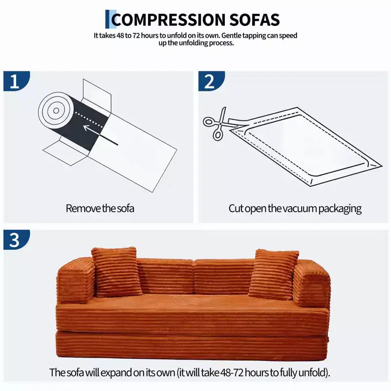80.7 5-in-1 Convertible Sleeper Sofa Bed 鈥?Corduroy, 1200 lbs, No Assembly