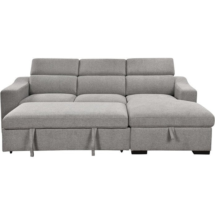 Roomfitters 103 umwandelbares Ecksofa mit Aufbewahrungsottomane, verstellbaren Kopfstützen und Schlafsofa in L-Form