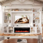 EROMMY 112Large Wall Unit Entertainment Center With Fireplace And LED Lights