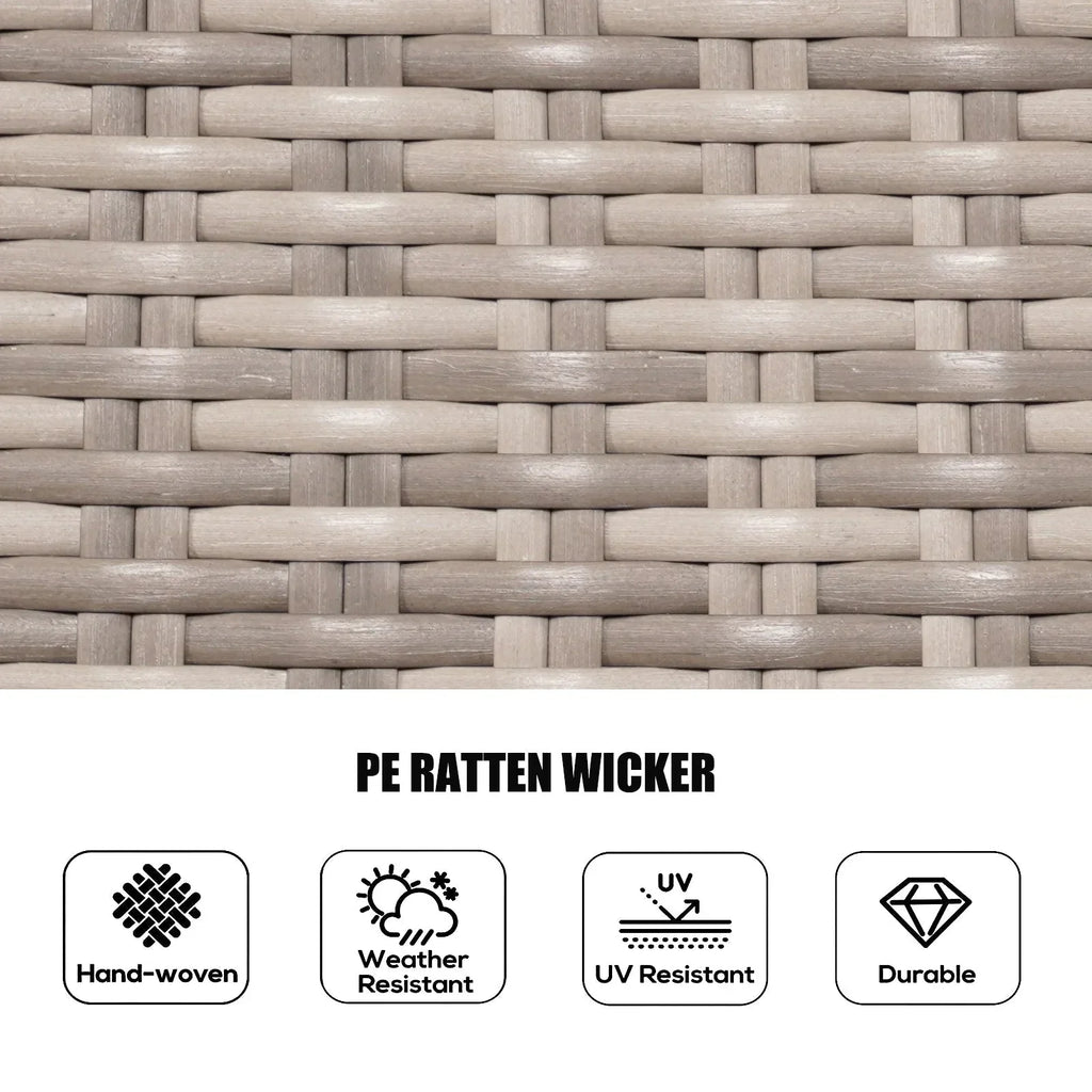 7-delige ronde eetset van rotan voor buiten op het terras, met kussens, van Moda Furnishings