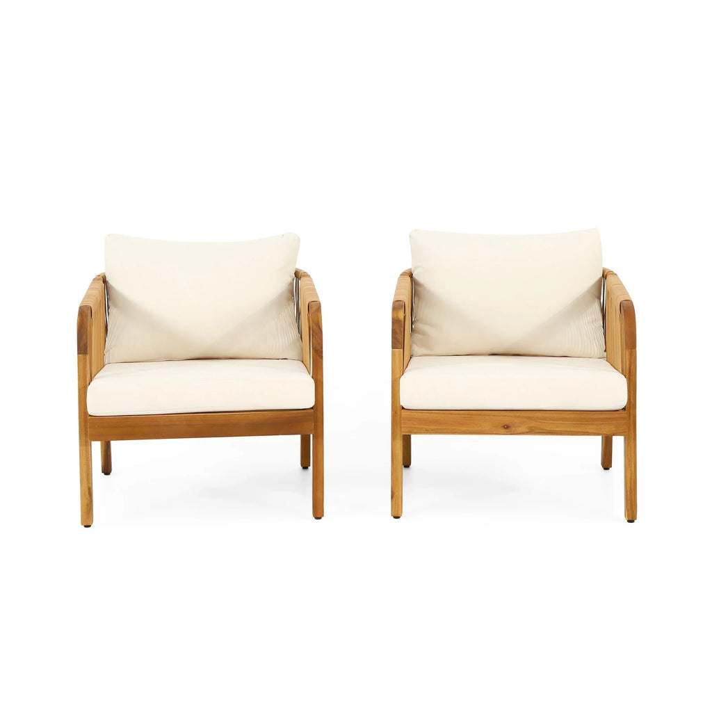 Jabe-Set aus Outdoor-Clubsesseln aus Akazienholz und Korbgeflecht von Christopher Knight Home