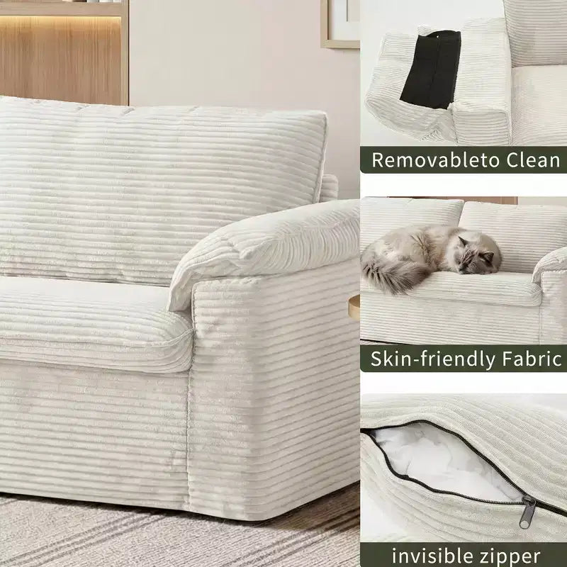 Sufan loveseat Dyonery 86 Cloud, sedil fond u mħaded wesgħin għall-dirgħajn, qafas b'saħħtu, disinn ergonomiku li jieħu n-nifs