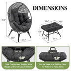 Sedia a uovo da interno FINCATI, sedia a uovo da esterno da 440 libbre, sedia a uovo oversize con pouf, sedia a uovo di lusso e confortevole con poggiapiedi