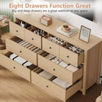 Modern 8-Drawer Dresser for Bedroom, Wide Wood Chest of Drawers with Deep Storage, Freestanding Organizer Cabinet Furniture for Living Room