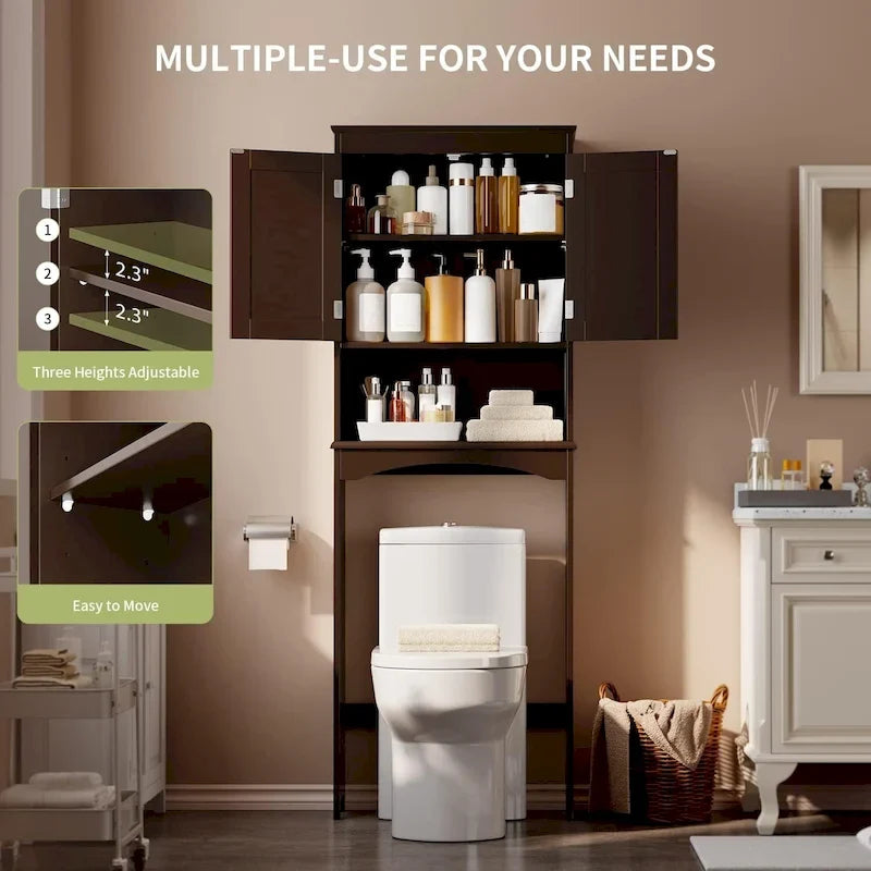 Opbergkast voor de badkamer, toilet- en badkamerkast, badkamerplank boven het toilet, ruimtebesparend toilet