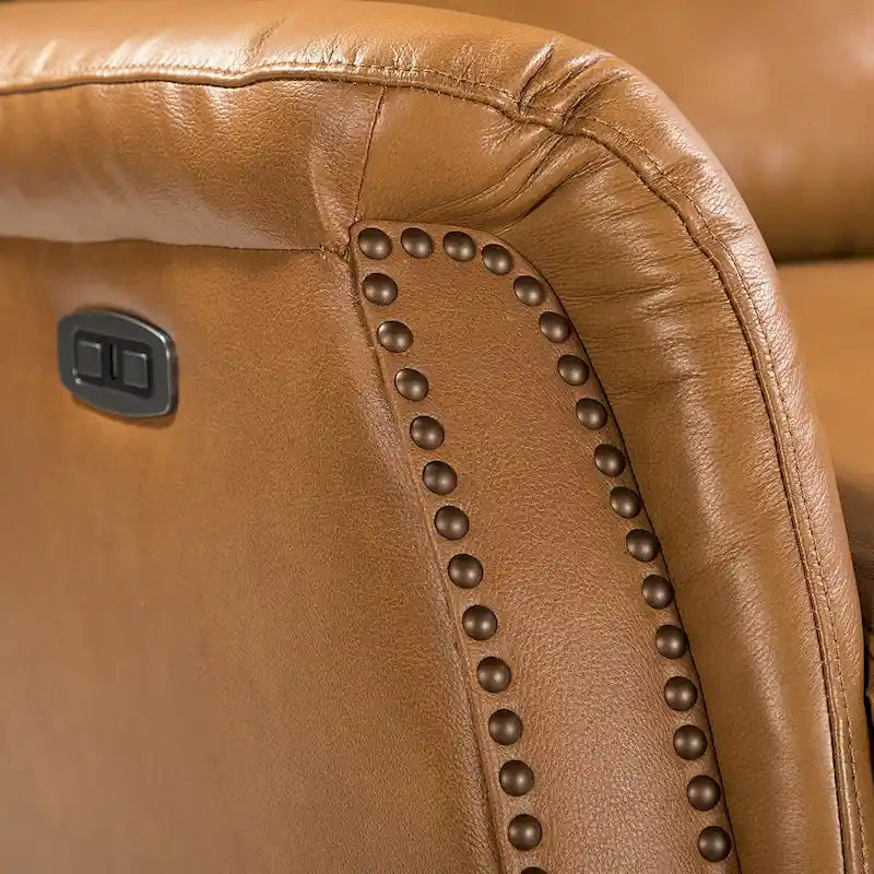 Eduardo elektrischer Relaxsessel aus echtem Leder mit USB-Anschluss, 2er-Set