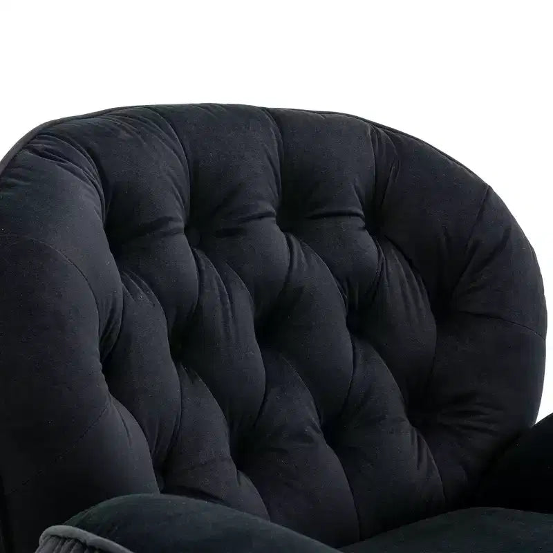 Okak fluwelen fauteuil met voetenbankje, moderne armloze woonkamerstoel in mid-centurystijl, zachte comfortabele stoel om tv te kijken en te gamen