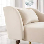 Moderne fluwelen chaise longue, gestoffeerde chaise longue met gebogen armleuning, slaapbank voor slaapkamer, kantoor of woonkamer