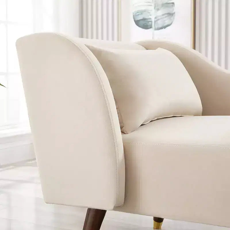 Moderne fluwelen chaise longue, gestoffeerde chaise longue met gebogen armleuning, slaapbank voor slaapkamer, kantoor of woonkamer