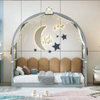 Letto Montessori a piattaforma in legno massello a forma di casetta, con tetto ad arco e letto estraibile, per bambine e bambini