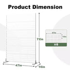 MAYEERTY 72x47 inch wit privacy-scherm voor buiten, 6-delige set met natuurlijk inklapbaar kamerscherm voor achtertuin en tuin