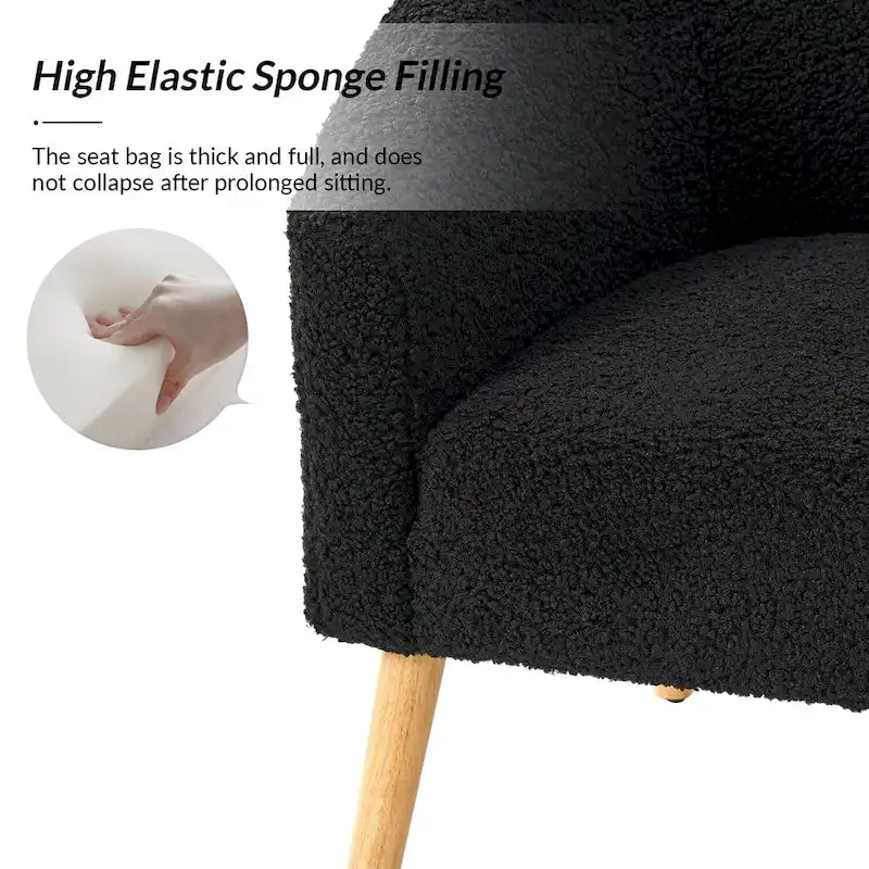 Sheila moderner 30 W Bouclé-Sessel mit Beinen aus Massivholz, 2er-Set von HULALA HOME