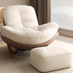 Sedia a dondolo imbottita in stile scandinavo con pouf opzionale